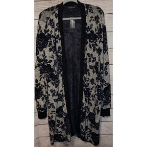 NWT Lane Bryant Black and Grey Floral Duster Cardigan Size 22/24